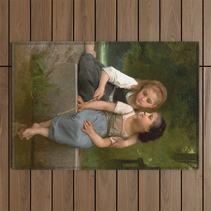 William-Adolphe Bouguereau "Fishing For Frogs" Outdoor Rug