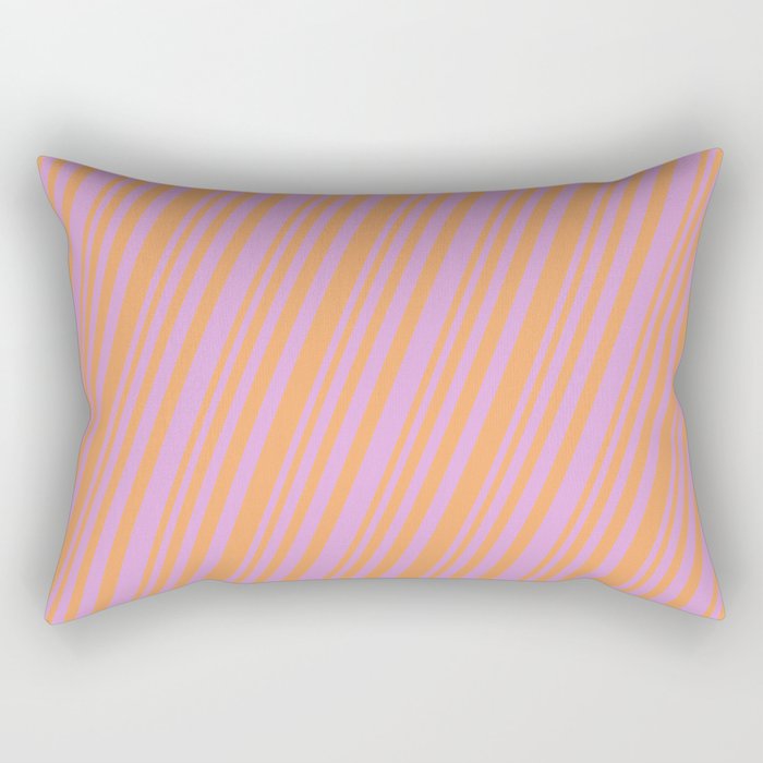 Plum & Brown Colored Stripes/Lines Pattern Rectangular Pillow