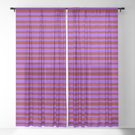 [ Thumbnail: Purple & Maroon Colored Stripes/Lines Pattern Sheer Curtain ]