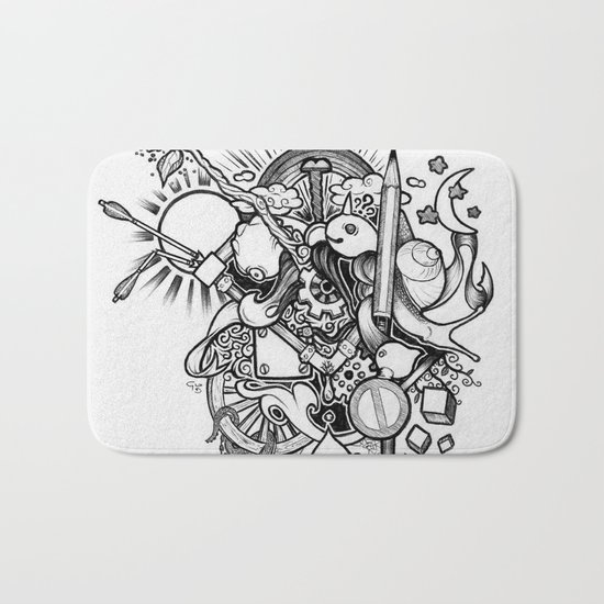 Doodle (Black version) Bath Mat