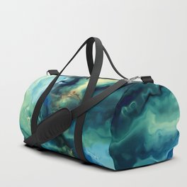 Marbled Ocean Abstract, Navy, Blue, Teal, Green Duffle Bag