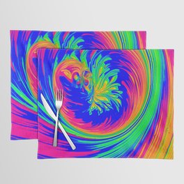 Neon Psychadelic Treering Sprial Placemat