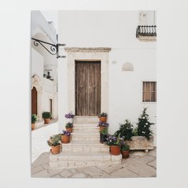 wooden door in Locorotondo | Stairway | Italy | Travel photography pastel Art Print Poster