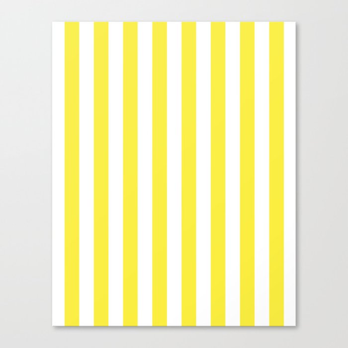 Yellow and White Cabana Stripe Pattern Canvas Print