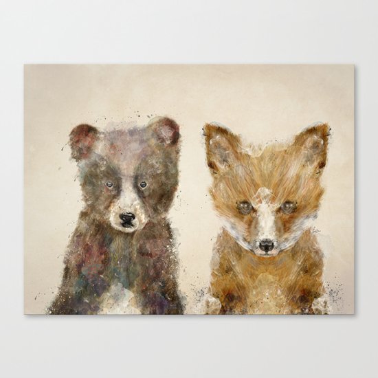 little fox little bear Canvas Print