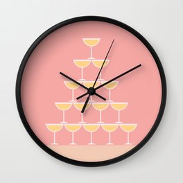 Pink Champagne Tower Wall Clock | Newyears, Bottle, Merlot, Gin, Alcohol, Wine, Celebration, Illustration, Vodka, Graphicdesign 