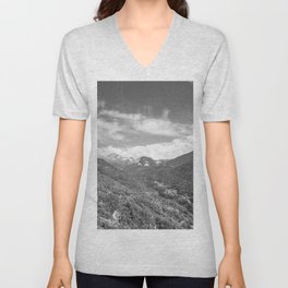 Mountains in the French alps art print- black and white landscape and travel photography V Neck T Shirt