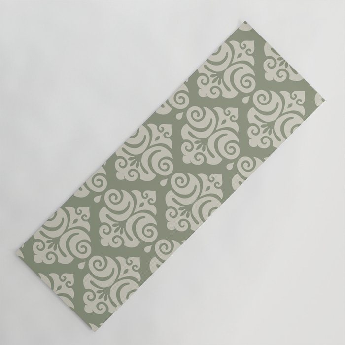 Traditional Pattern in Sage Green and Beige Yoga Mat