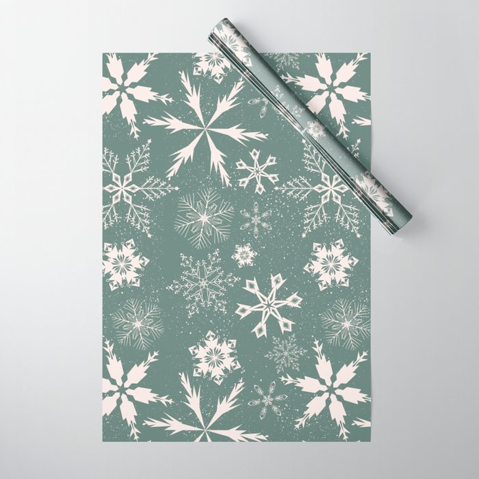 Snowflake collection – sage green Wrapping Paper