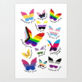 Pride Flag Butterflies Art Print