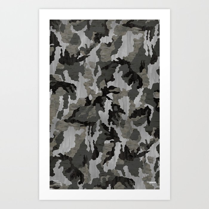 Modern Woodgrain Camouflage / Winter Birch Woodland Print Art Print
