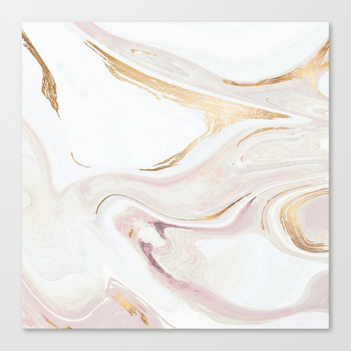 Quartz Pink Gold Foil Marble Canvas Print By Itneverhappened