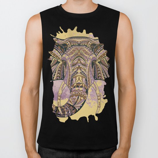 Grunge Ethnic Elephant Biker Tank