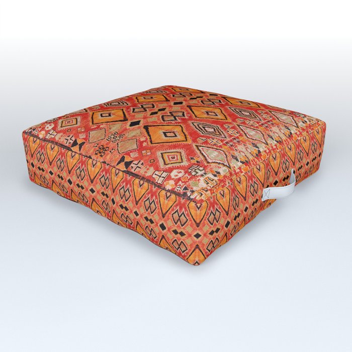 N284 - Orange Oriental Berber Traditional BOHO Moroccan Fabric Style Outdoor Floor Cushion