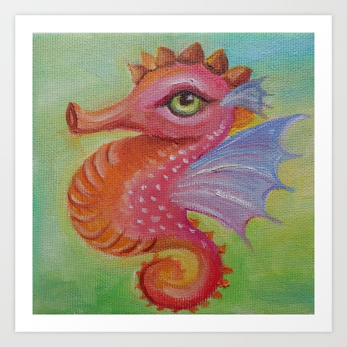 Baby Dragon Sea Horse Ice Cream Color Book Illustration For Kids
