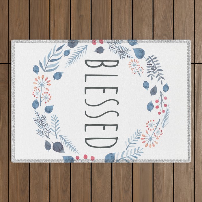 Blessed Inspirational Bible Quote Christian Blessings Outdoor Rug