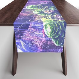 tropical waterfall plants glow aesthetic landscape art abstract nature photography 2 Table Runner
