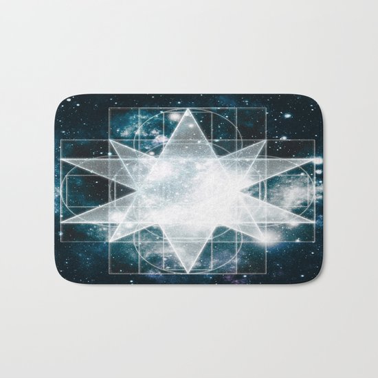 Sacred Geometry : Teal Galaxy Bath Mat