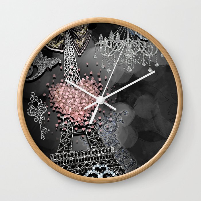 Paris Bling Wall Clock By Christyne Society6