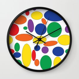 Bright circles and ovals on white Wall Clock