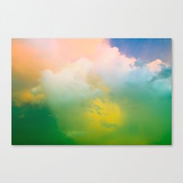 Green and Blue Gradient Rainbow Cloudy sky  Canvas Print