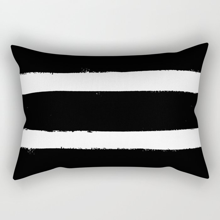 Black & White Paint Stripes by Friztin Rectangular Pillow