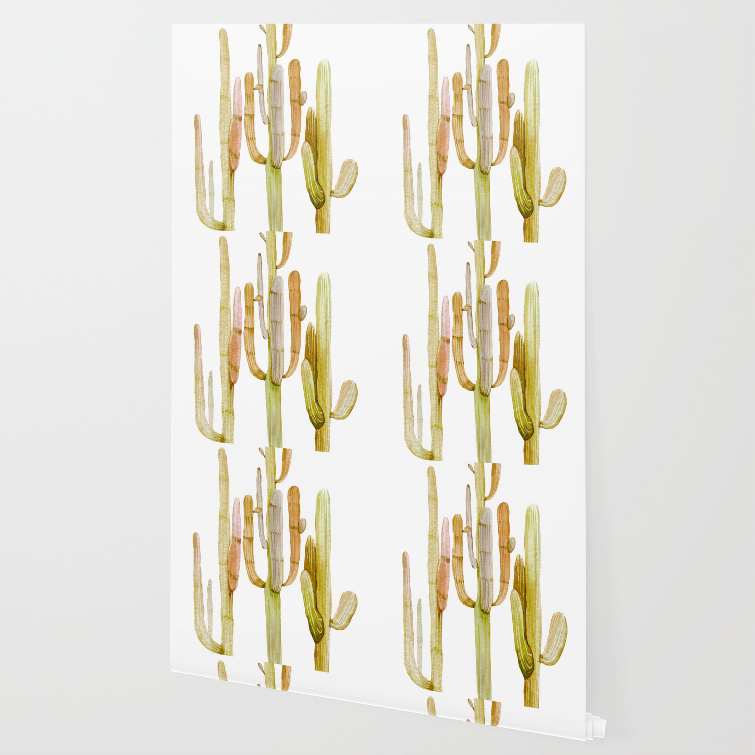 Minimalist Cactus Drawing Watercolor Painting Southwestern Green Cacti Wallpaper By Naturemagick Society6