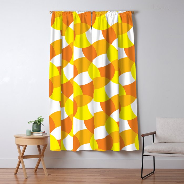 Geometric Pattern 239 Orange Yellow Curves Blackout Curtain By