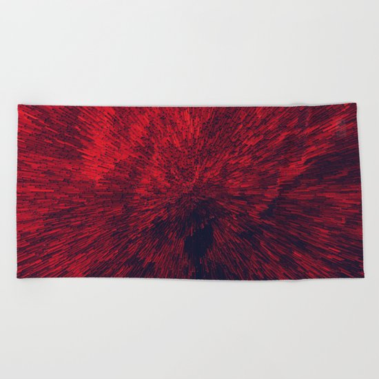 Bold Burst in Brilliant Red Beach Towel