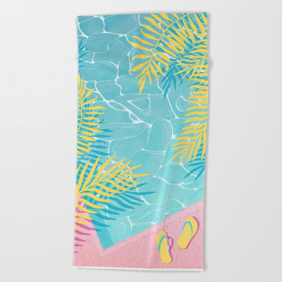Tropical pool chill Beach Towel
