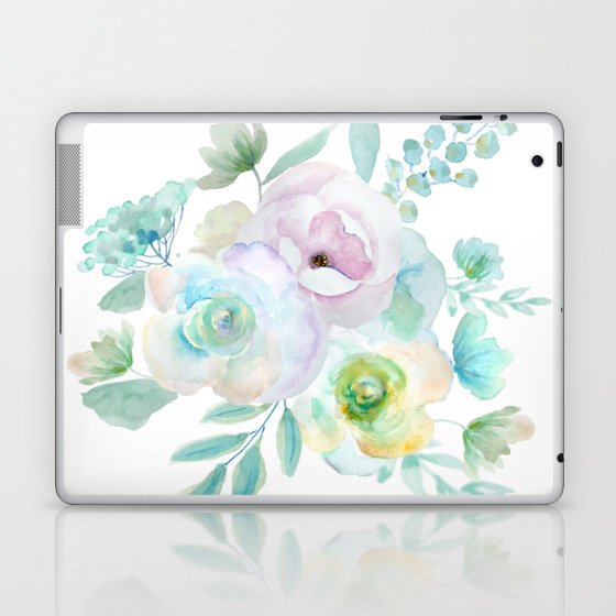 3 abstract flowers watercolor   Laptop & iPad Skin