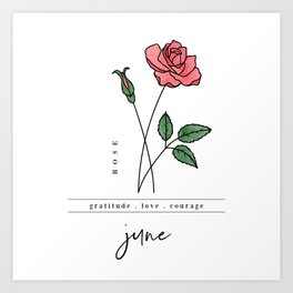 June Birth Flower | Rose Art Print | Meaning, Watercolor, Flowers, Gift, Month, Birthflower, Abstract, Floral, Drawing, Birthday 