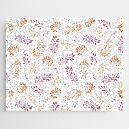 Watercolor orange burgundy berries foliage  Jigsaw Puzzle