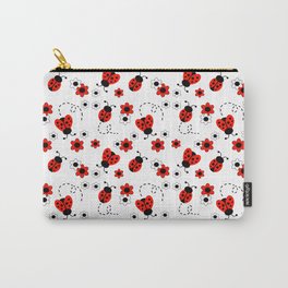 Red Ladybug Floral Pattern Carry-All Pouch