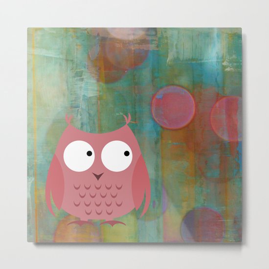 Owl Pink Metal Print