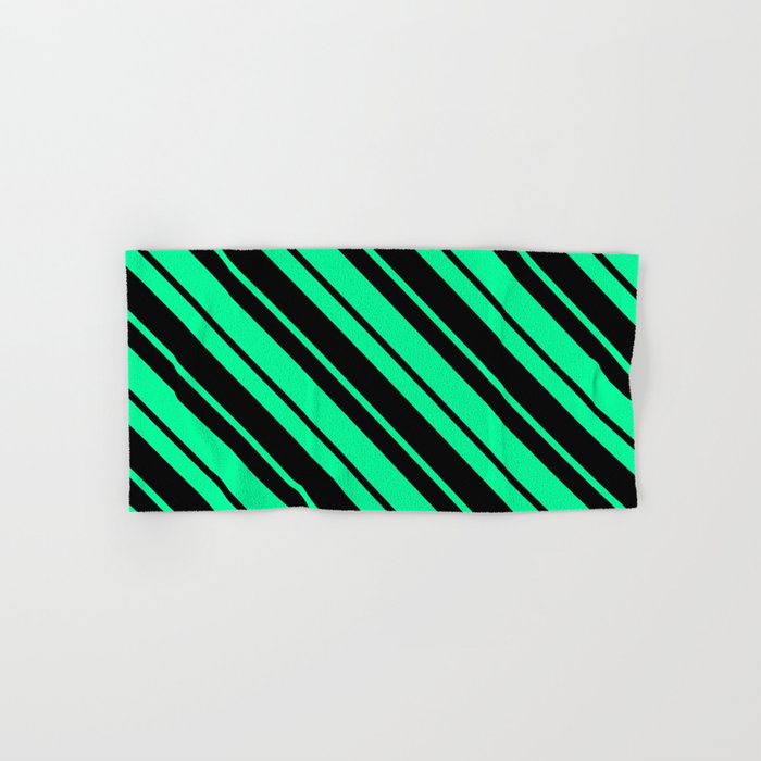 Green and Black Colored Striped Pattern Hand & Bath Towel