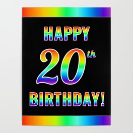 [ Thumbnail: Fun, Colorful, Rainbow Spectrum “HAPPY 20th BIRTHDAY!” Poster ]