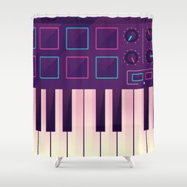 Neon MIDI Controller Shower Curtain