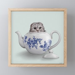 Tea-Cat Framed Mini Art Print