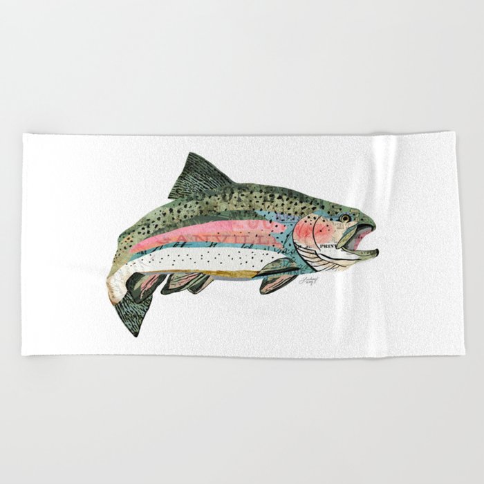 Rainbow Trout Collage Beach Towel