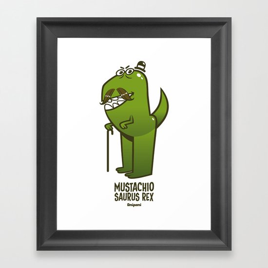 Mustachio Saurus Rex Framed Art Print