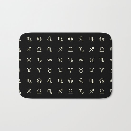 Zodiac Symbols - Black Bath Mat