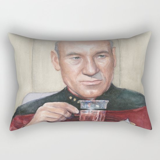 Captain Picard Earl Grey Tea | Star Trek Painting Rectangular Pillow