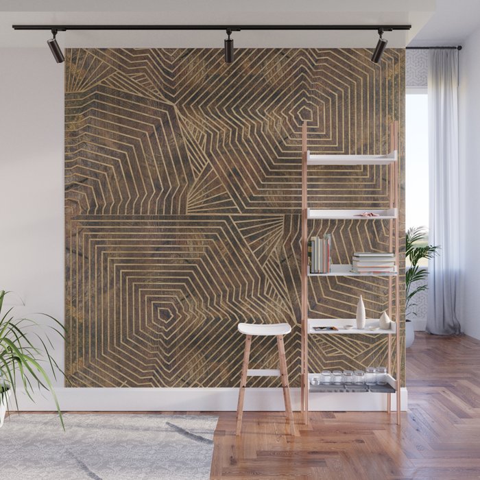 Geometric Wooden texture pattern Wall Mural