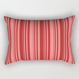 [ Thumbnail: Red and Light Coral Colored Striped/Lined Pattern Rectangular Pillow ]