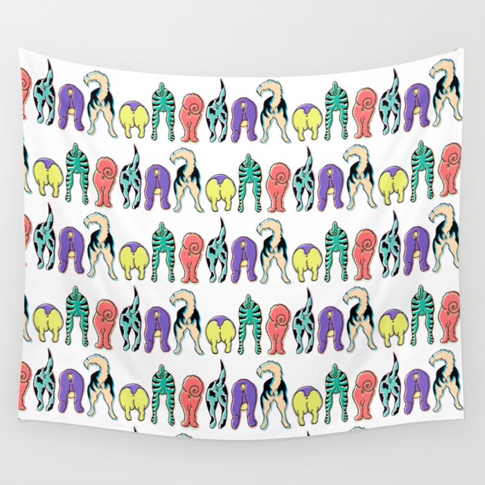 Colorful Dog Butts Pattern Wall Tapestry