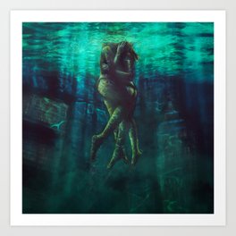 Underwater kiss | Green Phase 2 Art Print