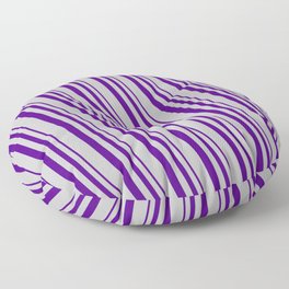[ Thumbnail: Indigo and Grey Colored Pattern of Stripes Floor Pillow ]