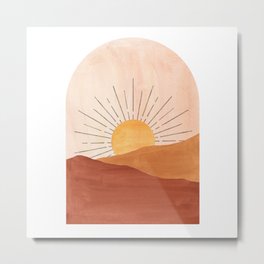 Abstract terracotta landscape, sun and desert, sunrise #1 Metal Print | Boho, Desertsun, Moroccan, Sun, Desert, Geometric, Landscape, Terracotta, Dunes, Painting 