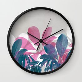 Greenery Mix #2 Wall Clock | Curated, Exotic, Leaf, Nature, Jungle, Cafelab, Tropic, Double Exposure, Photo, Digital 